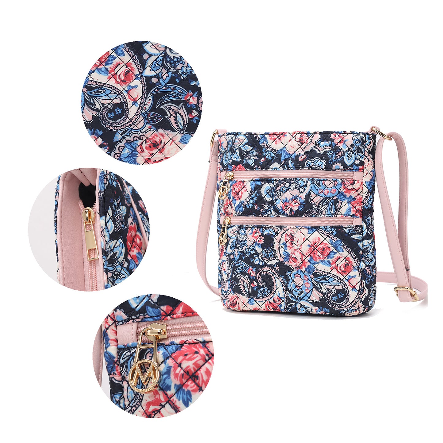 Lainey Quilted Cotton Botanical Pattern Women Crossbody