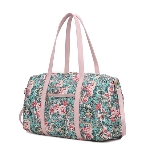 Khelani Quilted Cotton Botanical Pattern Women Duffle Bag