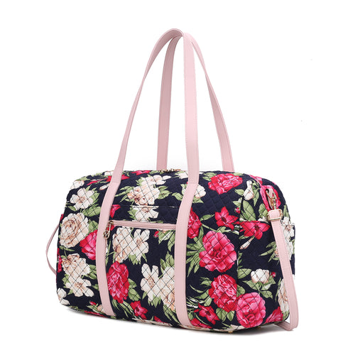 Khelani Quilted Cotton Botanical Pattern Women Duffle Bag