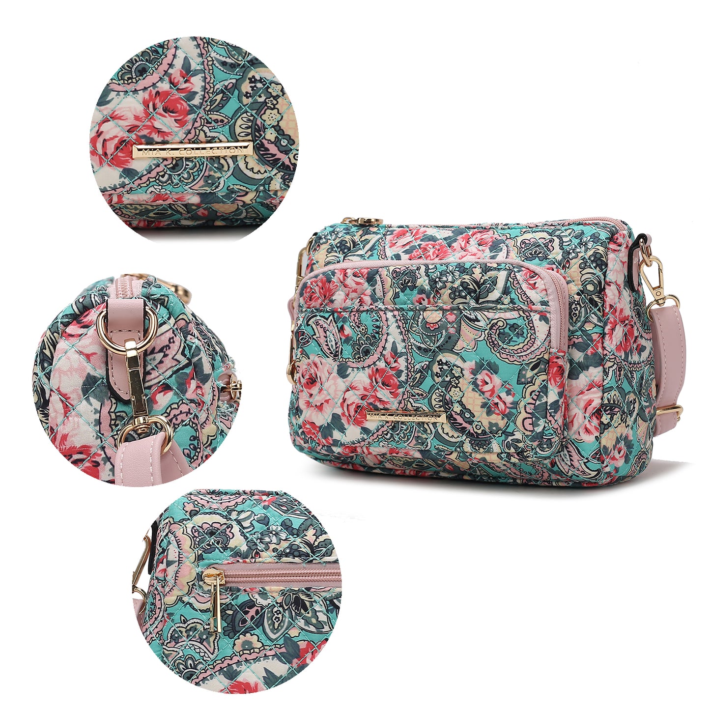 Rosalie Quilted Cotton Botanical Pattern Women Shoulder Bag