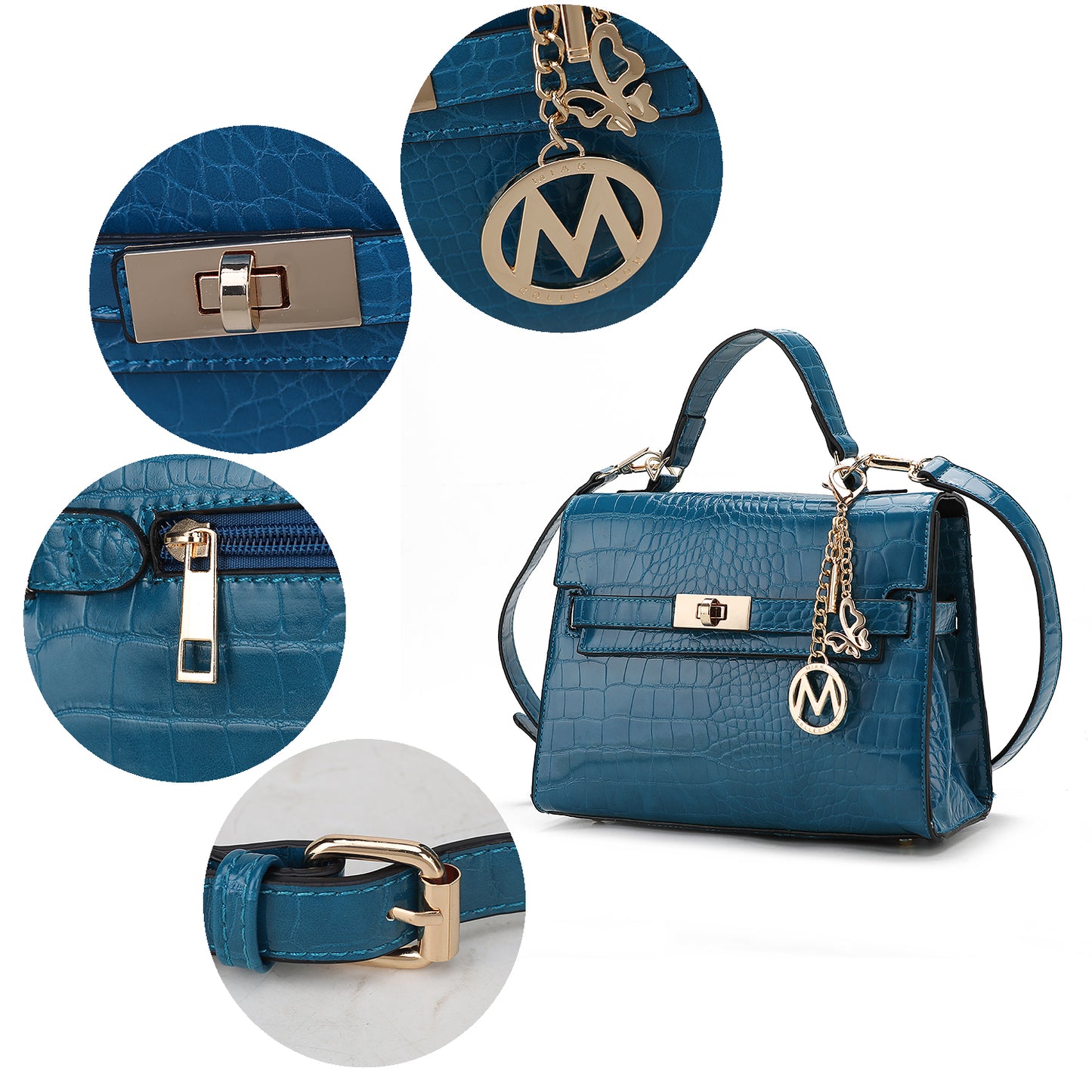 MKF Collection Naomi Vegan Crocodile Leather Satchel Bag by Mia K