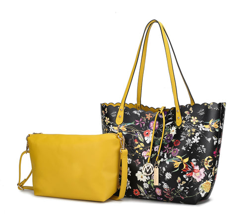 Danielle Reversible Shopper Tote Bag Crossbody Pouch