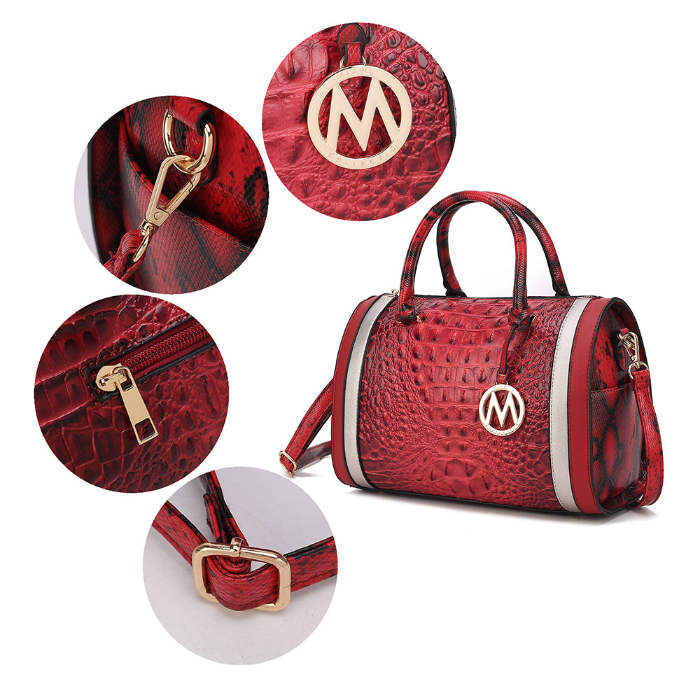 MKF Collection Eleanor Faux Crocodile-Embossed Satchel Bag by Mia K