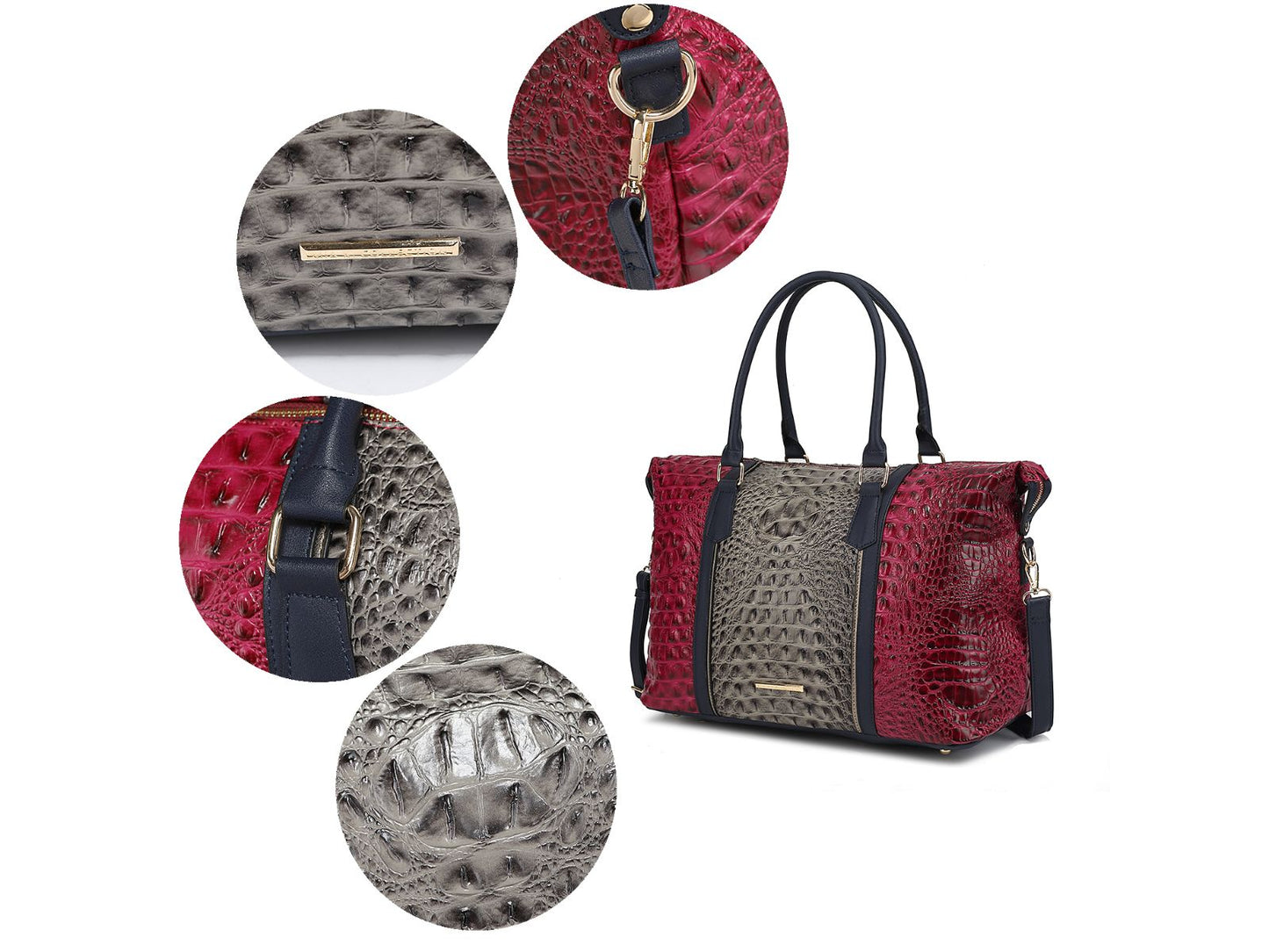 MKF Collection Raven Faux Crocodile-Embossed Duffle Bag by Mia K