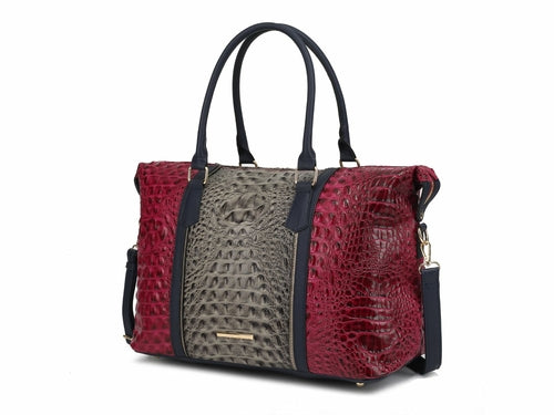 MKF Collection Raven Faux Crocodile-Embossed Duffle Bag by Mia K