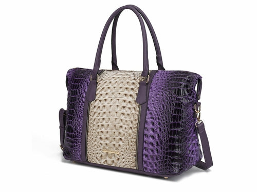 MKF Collection Raven Faux Crocodile-Embossed Duffle Bag by Mia K