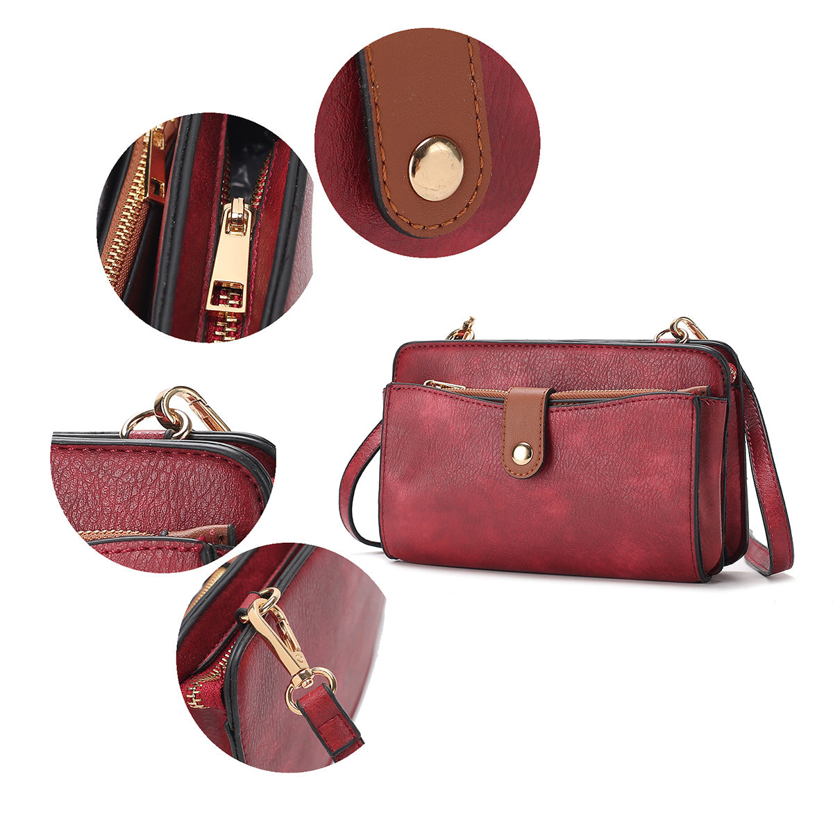 Muriel Vegan Leather Women Crossbody Bag with Card holder and Small