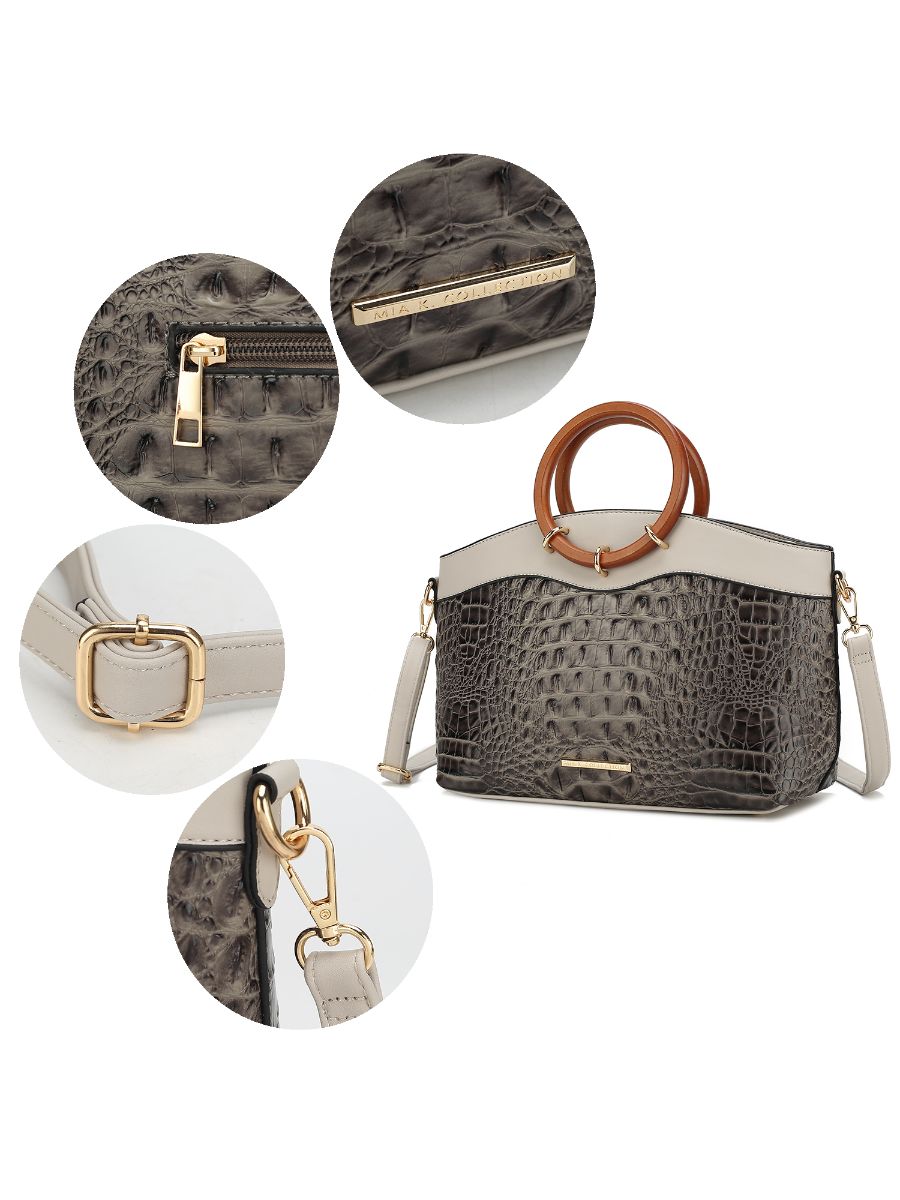 Phoebe Faux Crocodile-Embossed Vegan Leather Women Tote with