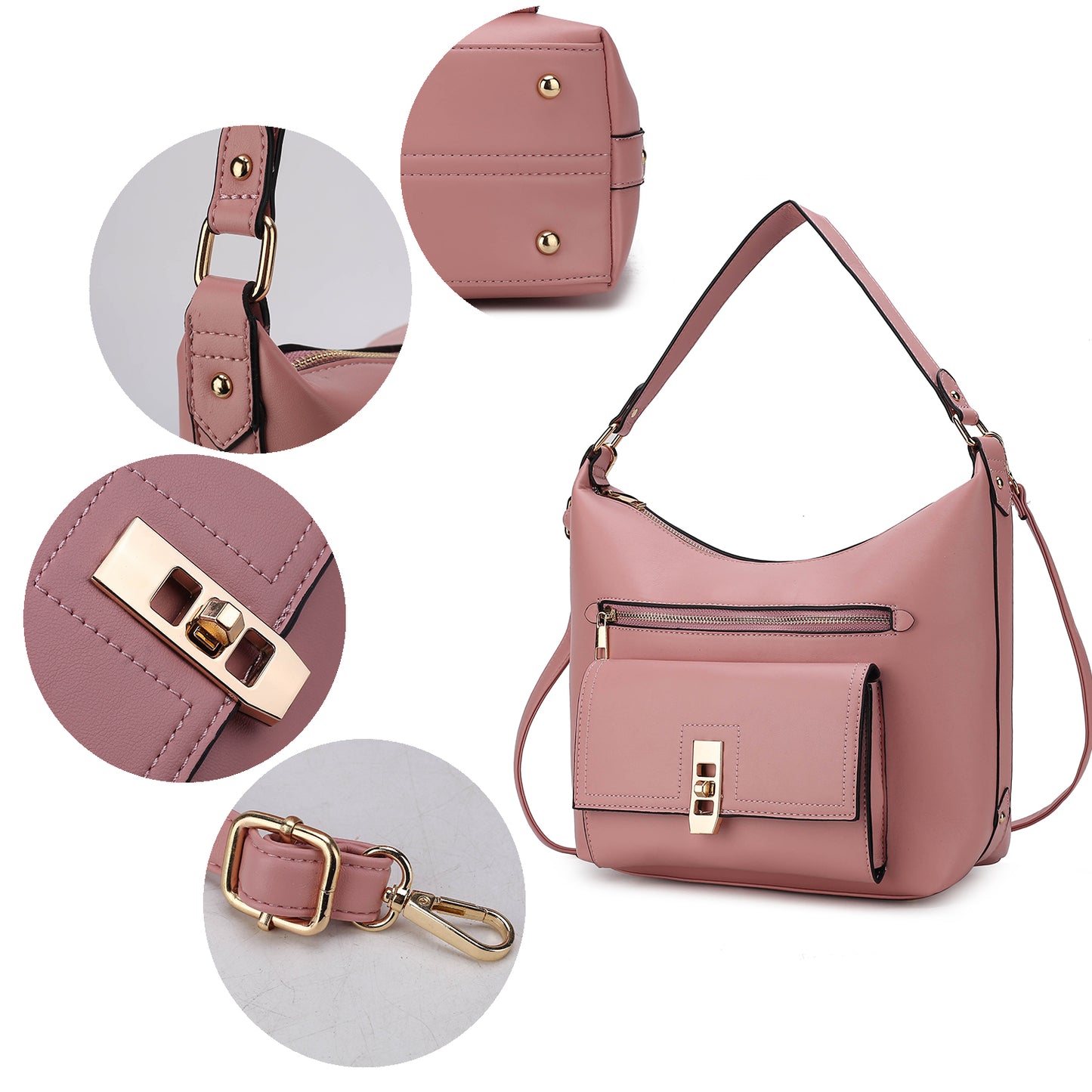 Clara Vegan Leather Women Shoulder Bag with Wristlet Wallet