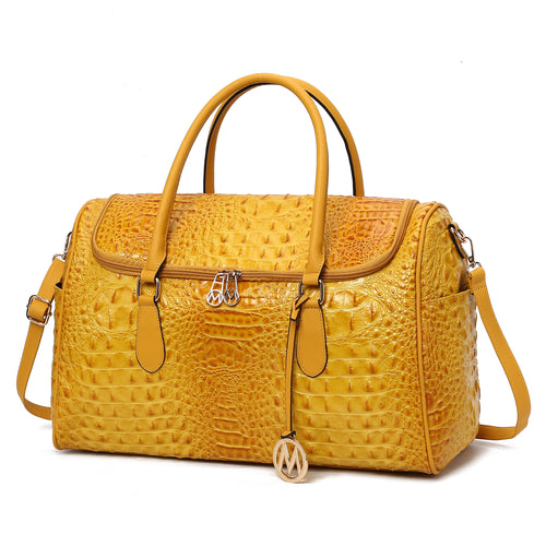 MKF Collection Rina Crocodile Embossed Vegan Leather Duffle Bag Mia