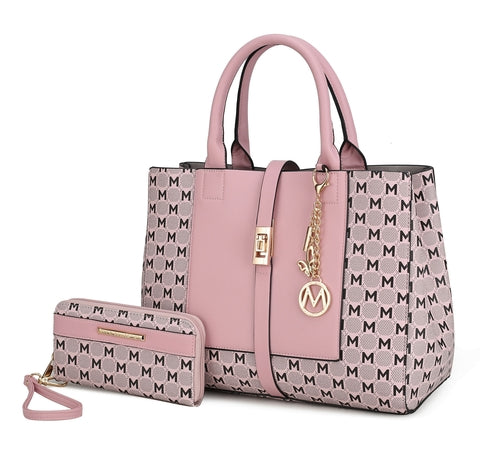 MKF Collection Yuliana Circular Print Satchel Bag with Wallet by Mia K