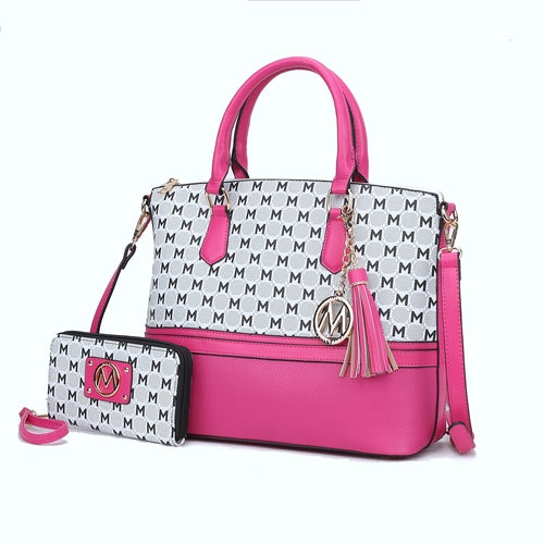 Saylor Circular M Emblem Print Women Tote Bag with matching Wristlet