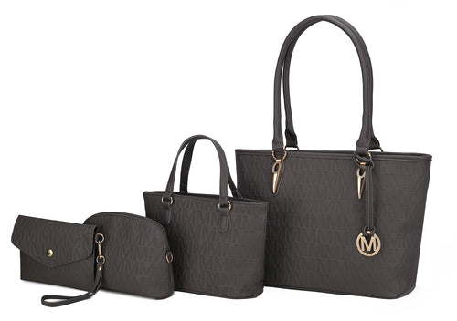 Edelyn embossed M Signature 4 PCS Tote Set