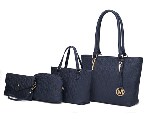 Edelyn embossed M Signature 4 PCS Tote Set