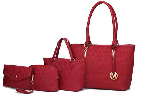 Edelyn embossed M Signature 4 PCS Tote Set