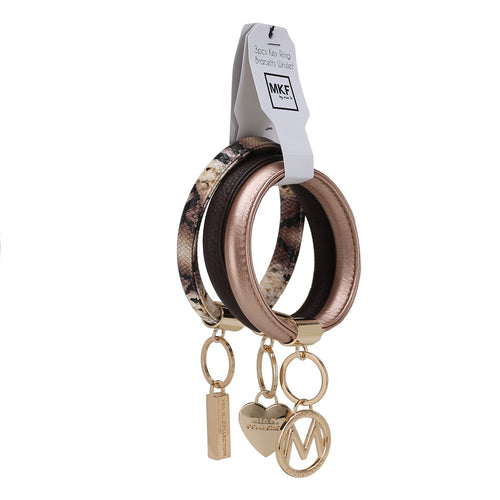 Jasmine Vegan Leather Women Bangle Wristlet Keychain set