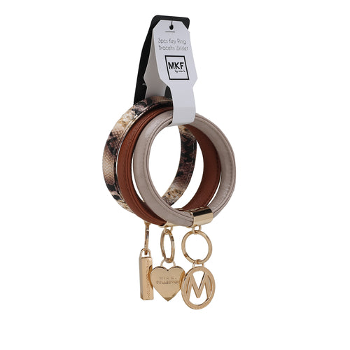 Jasmine Vegan Leather Women Bangle Wristlet Keychain set