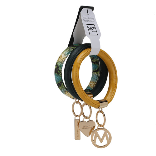 Jasmine Vegan Leather Women Bangle Wristlet Keychain set