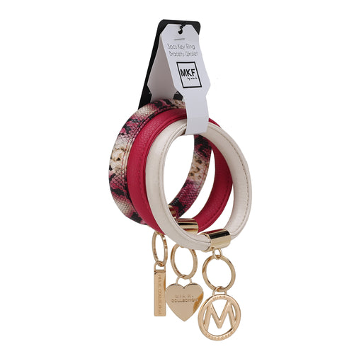 Jasmine Vegan Leather Women Bangle Wristlet Keychain set
