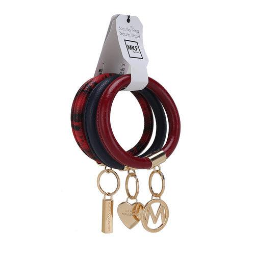 Jasmine Vegan Leather Women Bangle Wristlet Keychain set