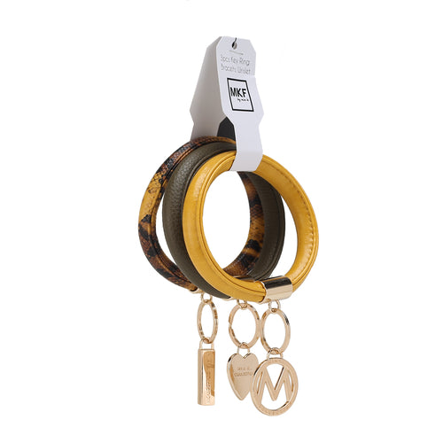 Jasmine Vegan Leather Women Bangle Wristlet Keychain set