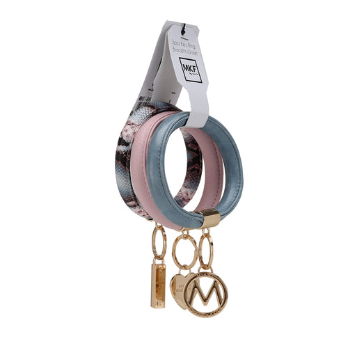 Jasmine Vegan Leather Women Bangle Wristlet Keychain set