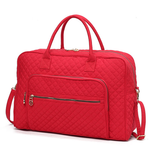 MKF Collection Jayla Solid Quilted Cotton Women Duffle Bag by Mia k