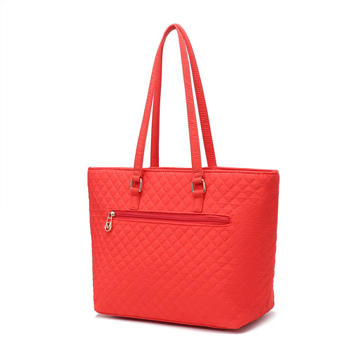 MKF Collection Hallie Solid Quilted Cotton Women Tote Bag by Mia k
