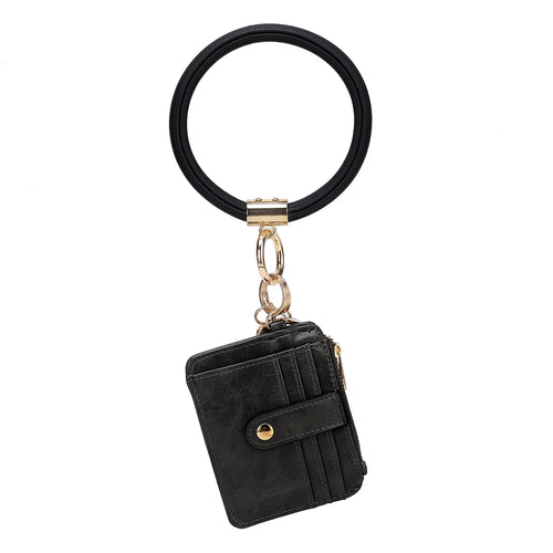 Jordyn Vegan Leather Bracelet Keychain with a Credit Card Holder