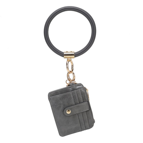 Jordyn Vegan Leather Bracelet Keychain with a Credit Card Holder