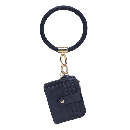 Jordyn Vegan Leather Bracelet Keychain with a Credit Card Holder