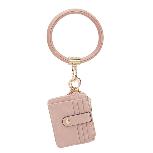 Jordyn Vegan Leather Bracelet Keychain with a Credit Card Holder