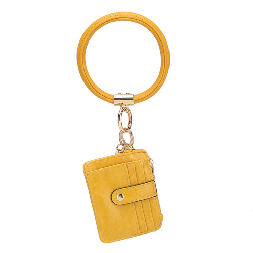 Jordyn Vegan Leather Bracelet Keychain with a Credit Card Holder