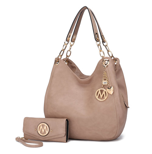 MKF Collection Ashley Hobo Bag and Wristlet Set by Mia K