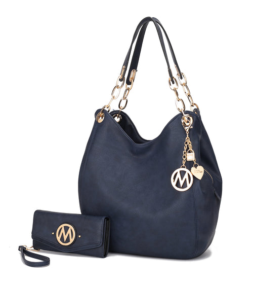 MKF Collection Ashley Hobo Bag and Wristlet Set by Mia K