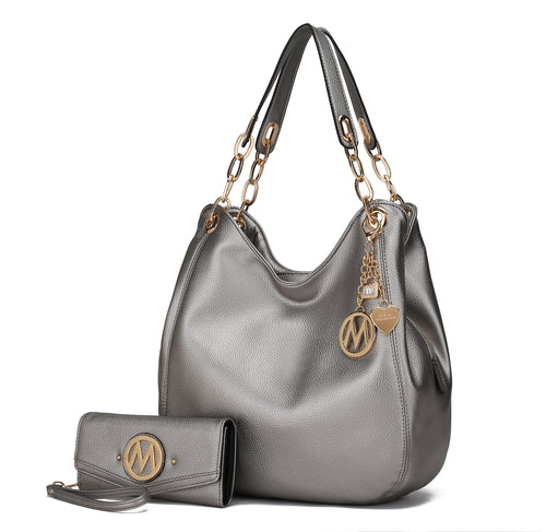 MKF Collection Ashley Hobo Bag and Wristlet Set by Mia K