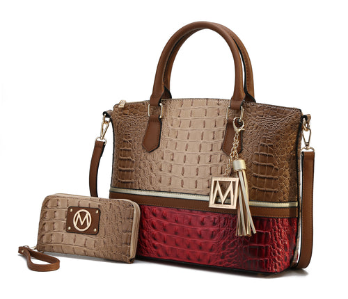 MKF Autumn Crocodile Skin Tote Handbag with Wallet Women by Mia k