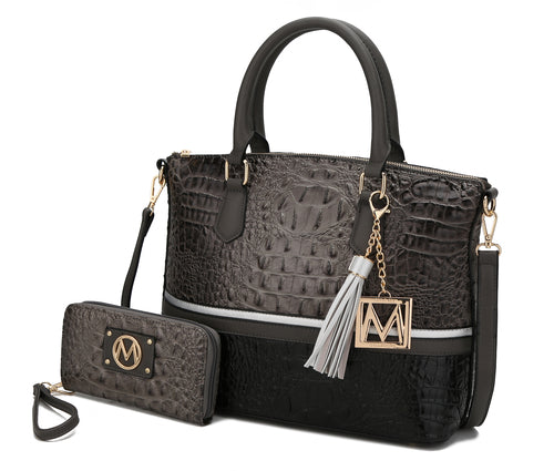 MKF Autumn Crocodile Skin Tote Handbag with Wallet Women by Mia k