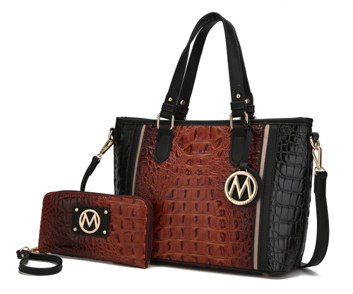 MKF Collection Lizza Croco Embossed Tote & Wallet Set By Mia k