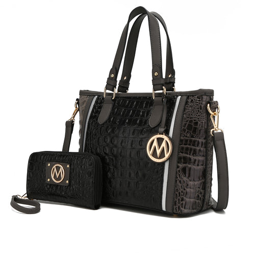 MKF Collection Lizza Croco Embossed Tote & Wallet Set By Mia k