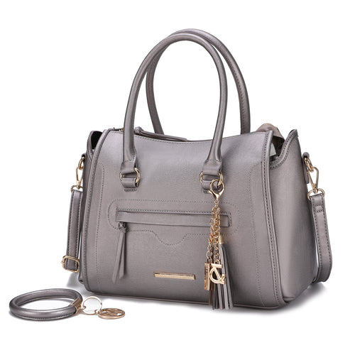 Valeria Satchel Handbag with Keyring