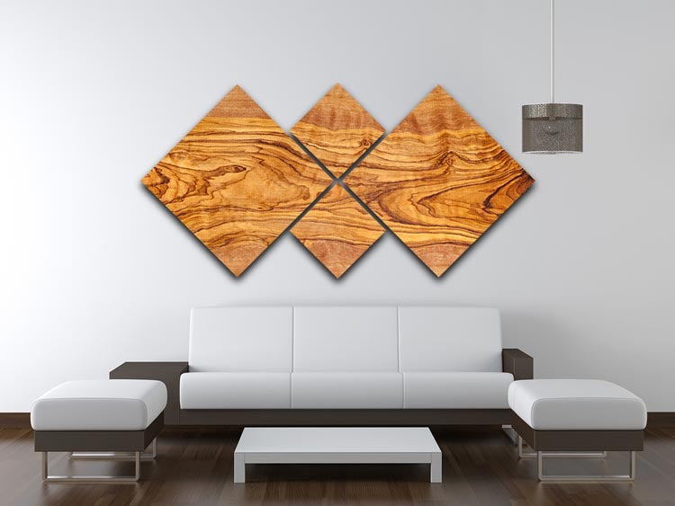 Olive tree wood slice 4 Square Multi Panel Canvas