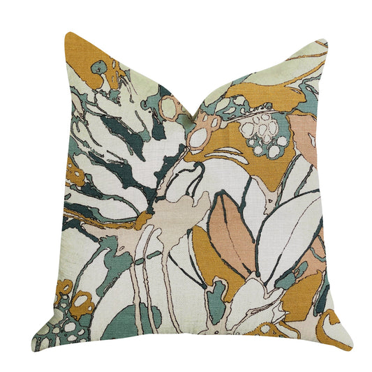 Camellia Floral Multi Color Luxury Throw Pillow