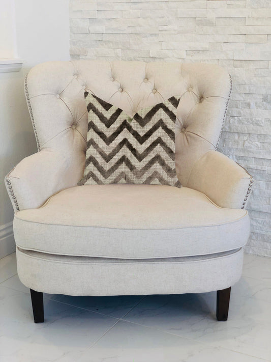 Oblique Zigzag Luxury Throw Pillow in Beige Tones
