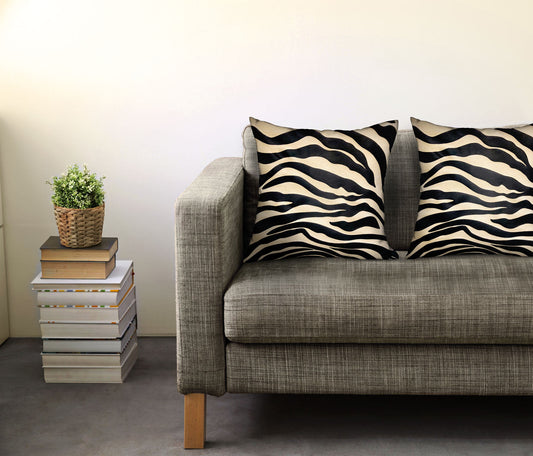 Black Zebra Black Animal Motif Luxury Throw Pillow