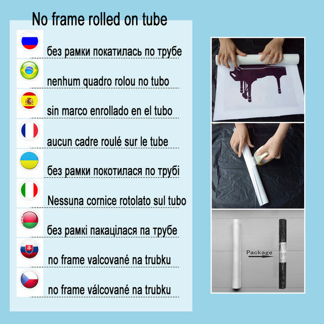 Palm Tree Decor Canvas Painting Blue Wall Art ,