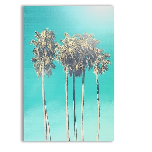 Palm Tree Decor Canvas Painting Blue Wall Art ,