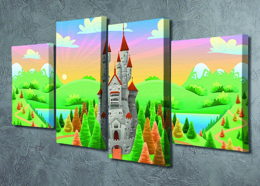 Panorama with medieval castle 4 Split Panel Canvas