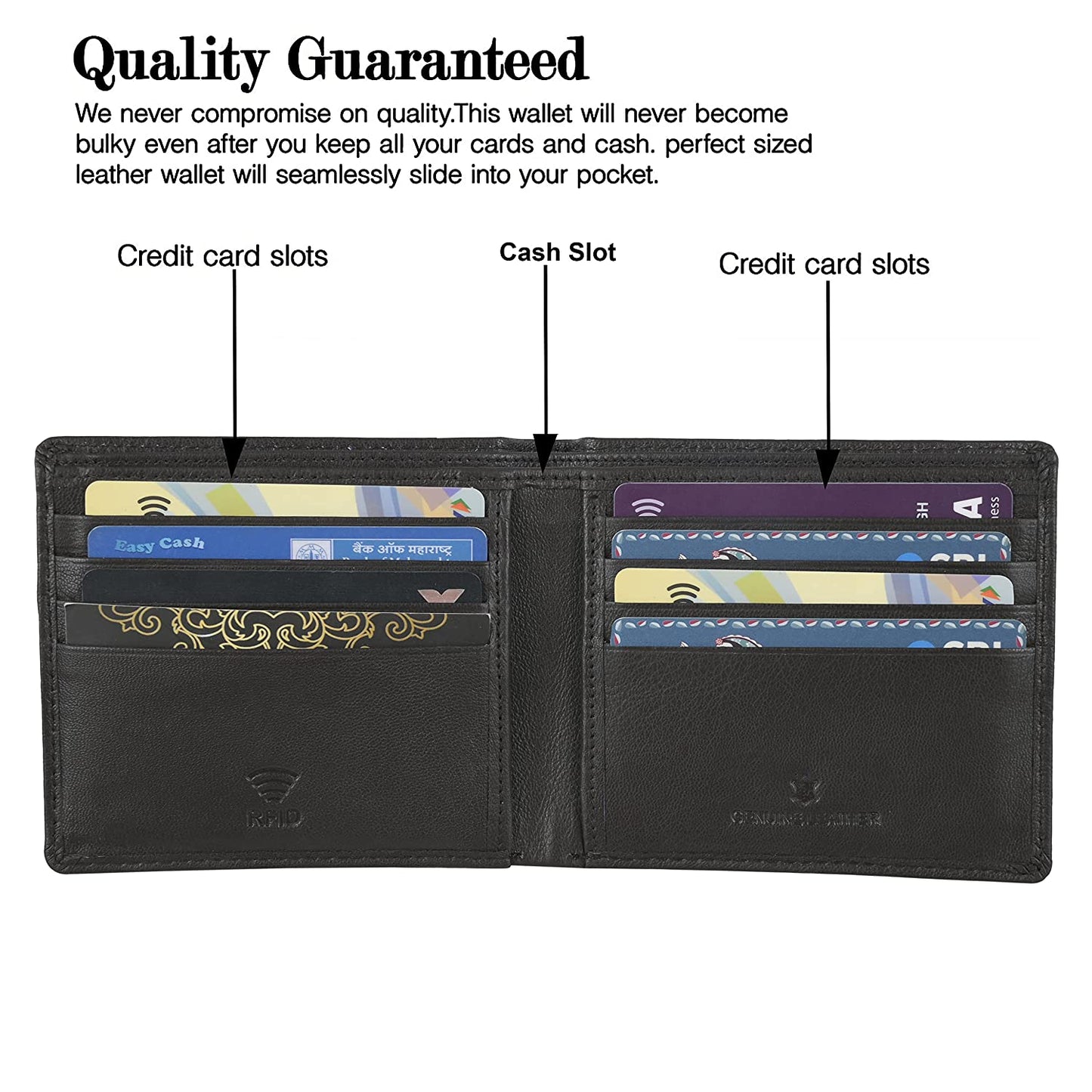 Mens RFID Bifold Wallet | Leather Wallets For Men | RFID Blocking |