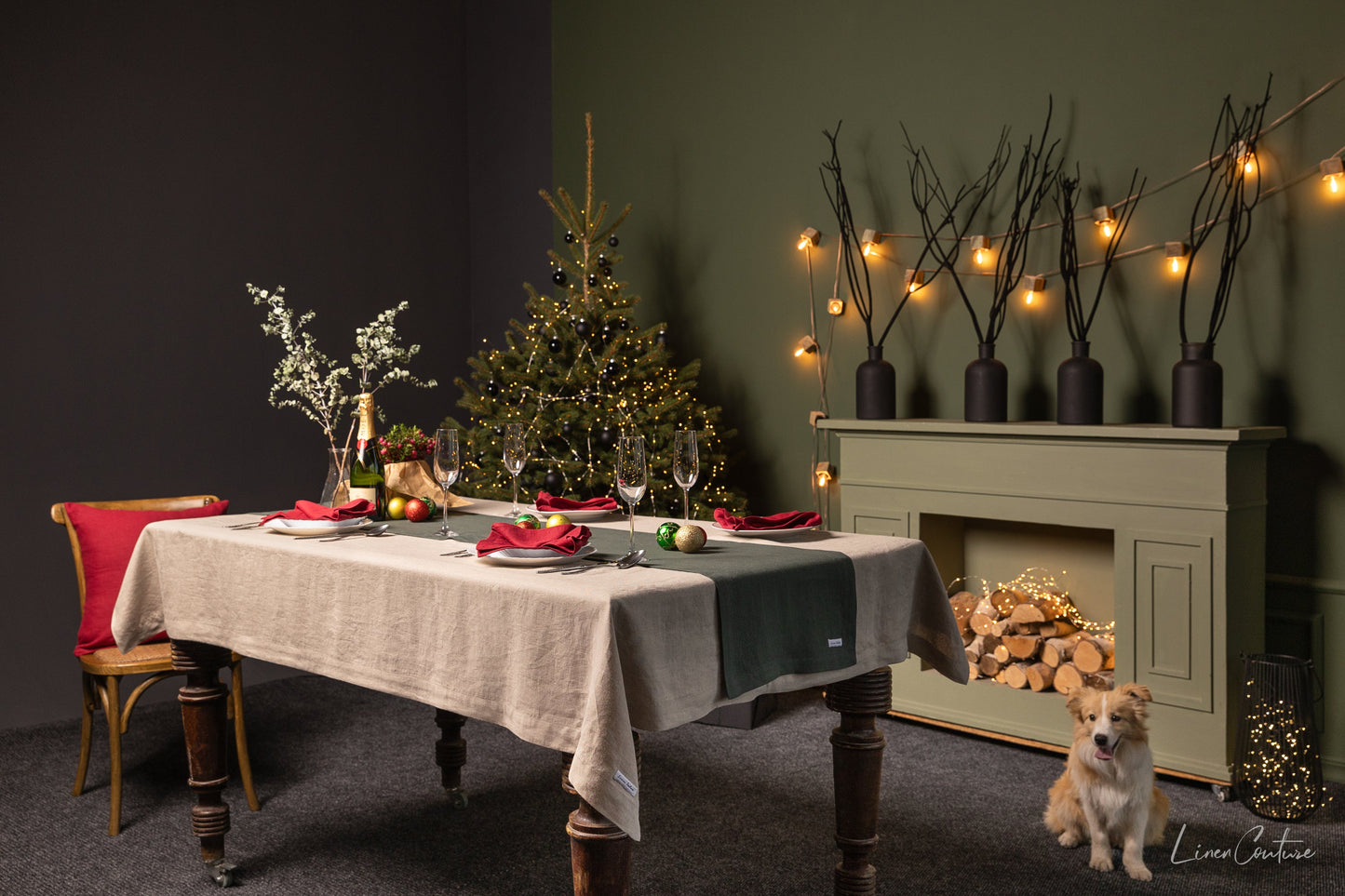 Christmas Greyish Green Dining Table Runner